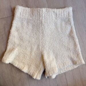 SKIMS Cozy Collection Boucle Knit Lounge Shorts Bone White Womens Size S/M